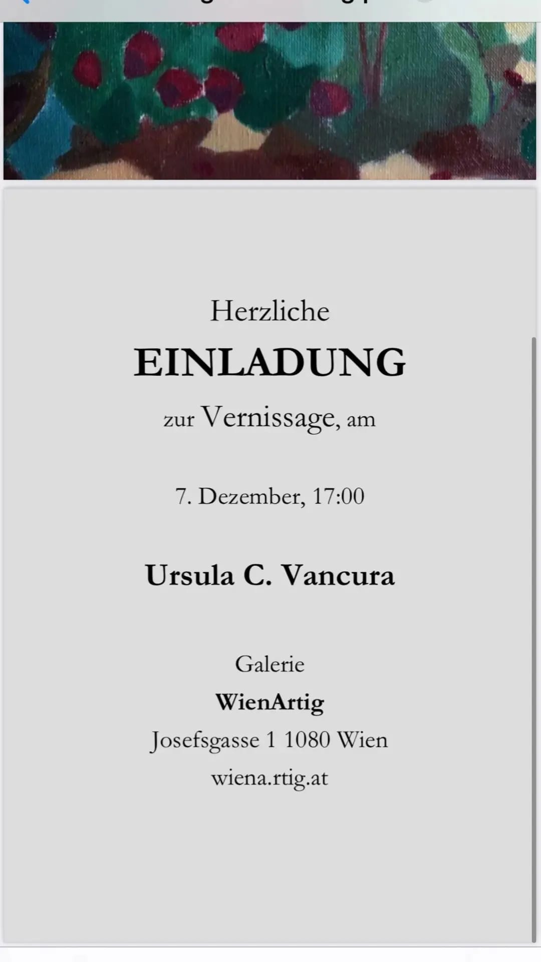 Ursula Vancura Einladung