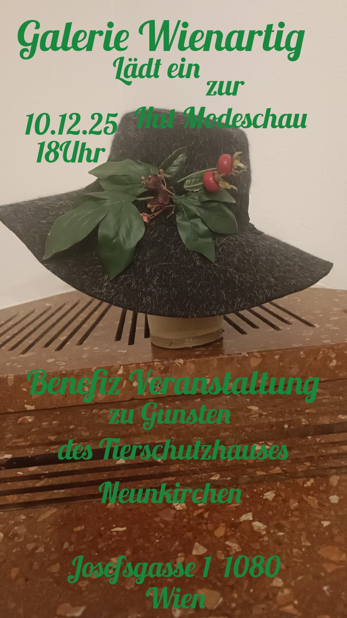 Einladung Hutmodeschau und Benefizversteigerung Veronika Jahre